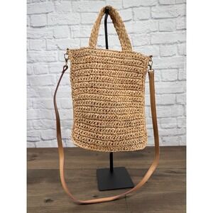 FAHERTY Raffia Straw Tote Bag Leather Strap Boho Summer Beach Crossbody
Resort